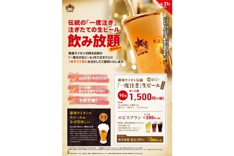 至高のビールを満喫！銀座ライオン「伝統の一度注ぎ生ビール飲み